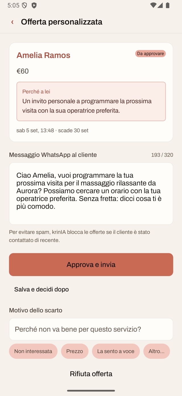 Offerta personalizzata pronta per l'approvazione